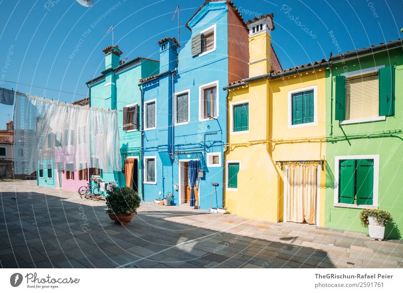 Burano Village Small Town Blue Yellow Green Turquoise White Italy House (Residential Structure) Living or residing Life Tourism Multicoloured Travel photography