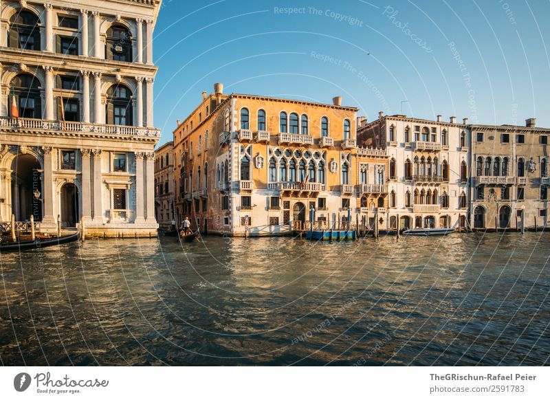 Venice Small Town Port City Blue Yellow Gold Italy House (Residential Structure) Water Window Canal Grande Travel photography City trip Colour photo