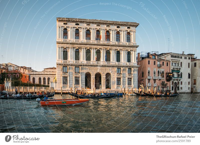 Venice Small Town Port City Blue Black Silver White Italy Water Sea water Window Travel photography Navigation Watercraft Colour photo Exterior shot Deserted