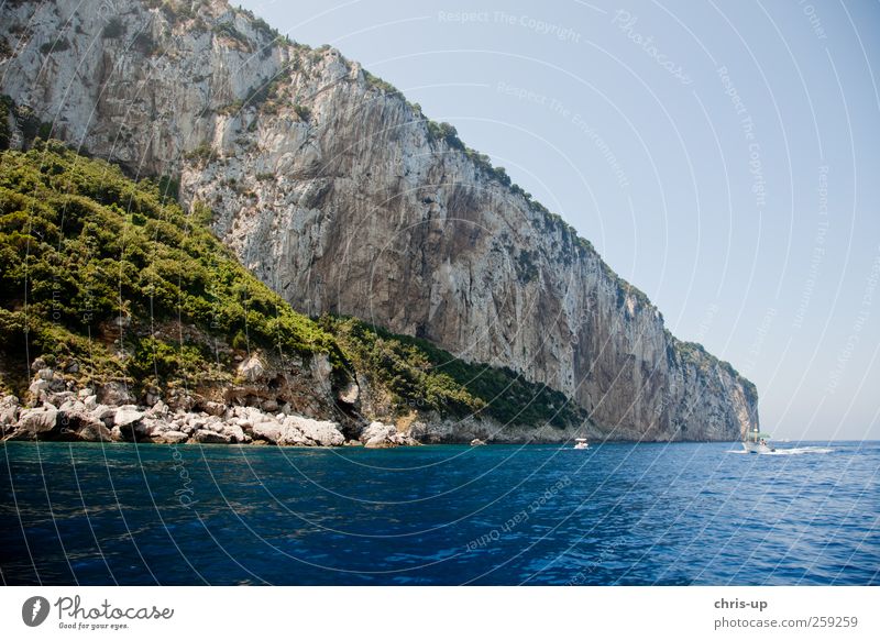 Rock face, Capri, Mediterranean Sea Relaxation Swimming & Bathing Vacation & Travel Tourism Trip Adventure Cruise Expedition Summer Summer vacation Ocean