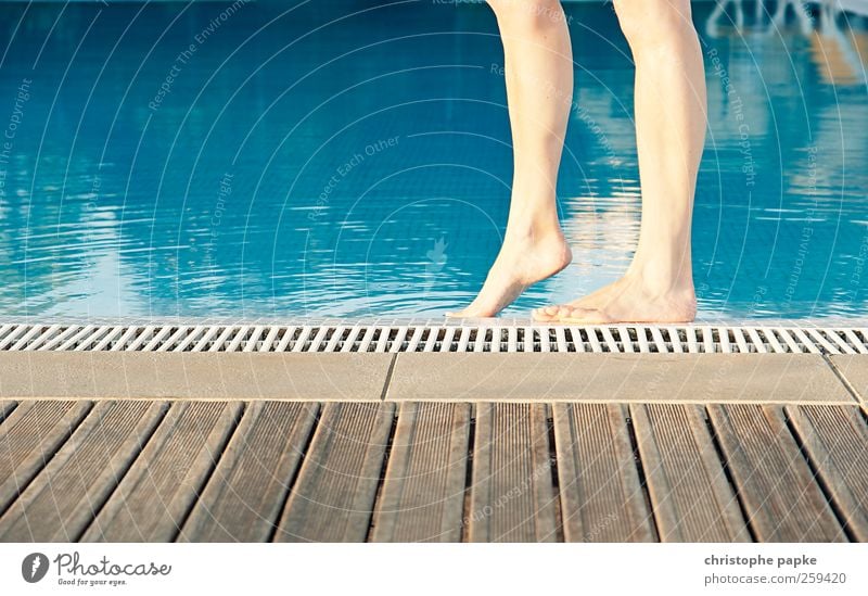 Barefoot at the pool Swimming & Bathing Vacation & Travel Tourism Summer Summer vacation Feminine Legs Feet Relaxation Warmth Attempt Colour photo Exterior shot