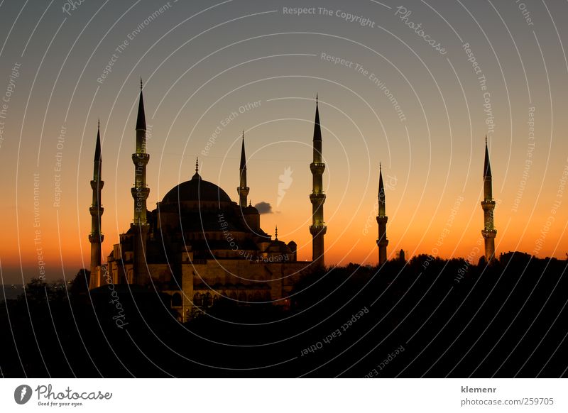 The Beatiful Blue Mosque with all 6 minarets in a sunset scene Vacation & Travel Tourism Landscape Earth Church Building Architecture Monument Historic Pink