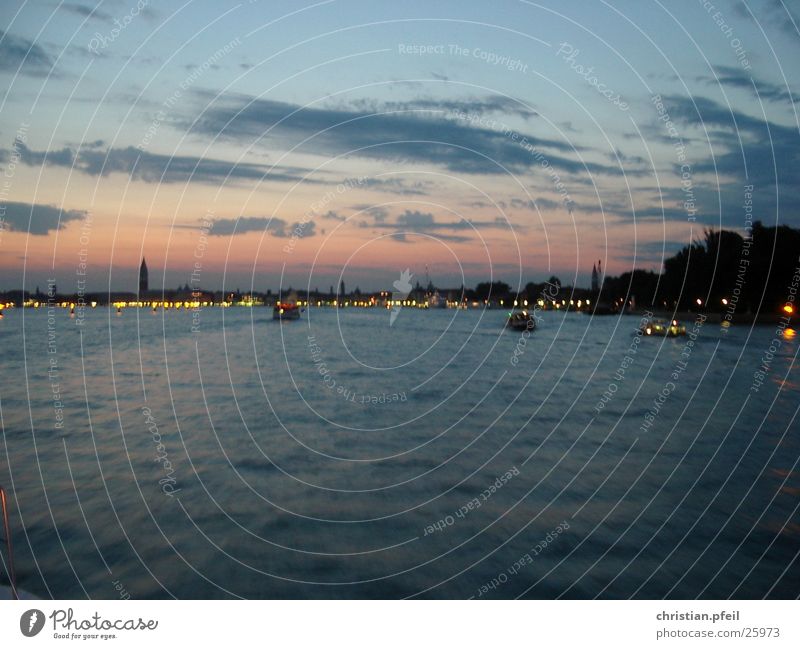 Arrival in Venice Watercraft Lagoon Sunset Ocean House (Residential Structure) Glittering Architecture Blue Vacation & Travel