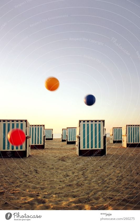 basic colour c. Beautiful weather Multicoloured Ball Flying Sphere RGB Sand Sandy beach Beach chair Vacation photo Vacation mood Vacation destination
