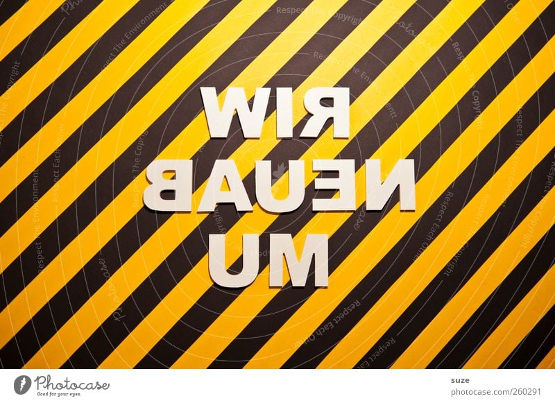 PlaceHolder Construction site Characters Signage Warning sign Stripe Funny Yellow Black White Striped Warning label Letters (alphabet) Word Text Rebuild