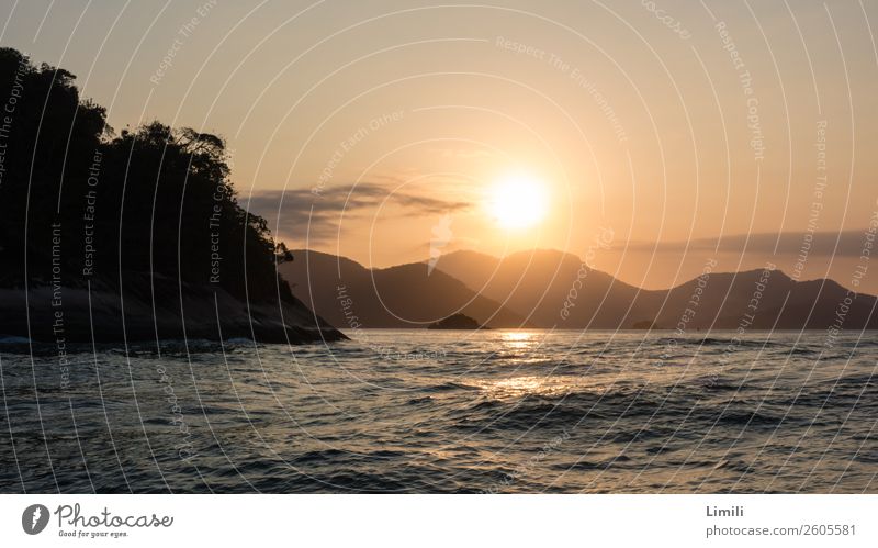 Brazilian evening mood Freedom Summer vacation Ocean Island Waves Landscape Water Sunrise Sunset Hill Mountain Coast Beach Atlantic Ocean Ilha Grande