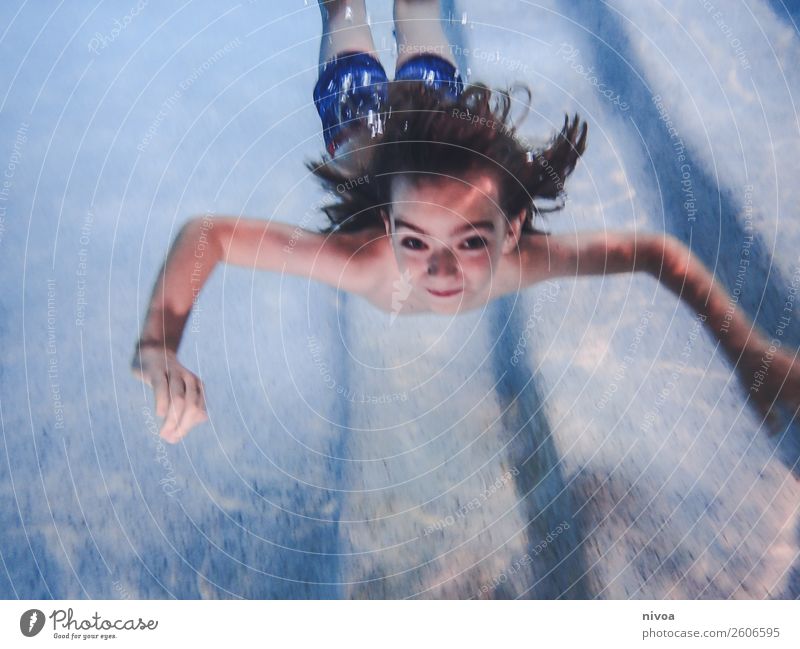 Boy dives into the pool Joy Swimming pool Swimming & Bathing Leisure and hobbies Playing Vacation & Travel Sports Dive Child Human being Masculine Boy (child)