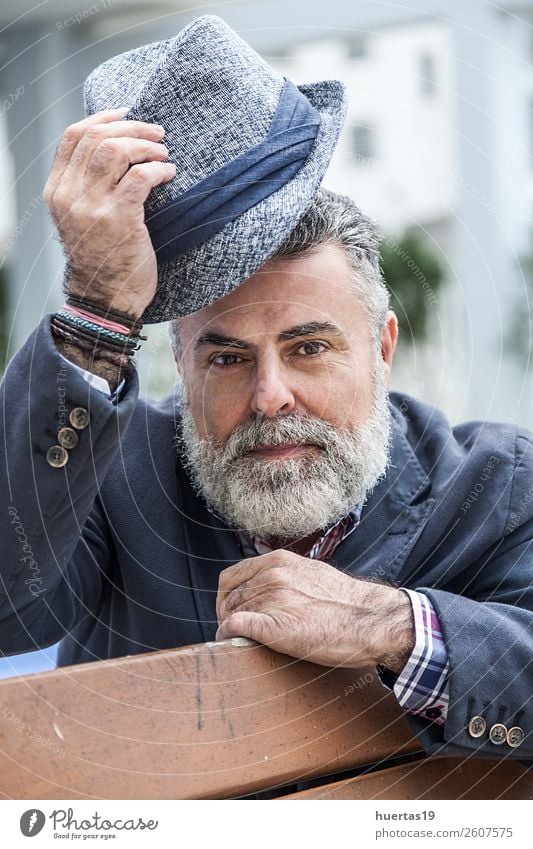 Attractive man 50 years old Lifestyle Elegant Style Hair and hairstyles Face Calm Human being Masculine Man Adults 1 45 - 60 years Fashion Clothing Beard Stand