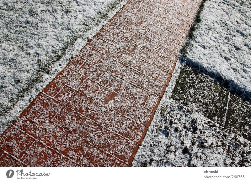 Paths and paths Ice Frost Snow Garden Meadow Lanes & trails Road junction Paving stone Cobbled pathway Stone Line Cold Loneliness Perspective Triangle