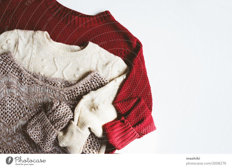winter woolen sweater. Warm, cozy clothes. Design for postcards