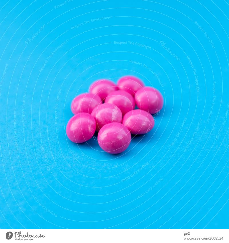 Pink Pills Food Candy Chocolate Nutrition Healthy Health care Medical treatment Medication Esthetic Delicious Round Blue Drug addiction Uniqueness Fitness