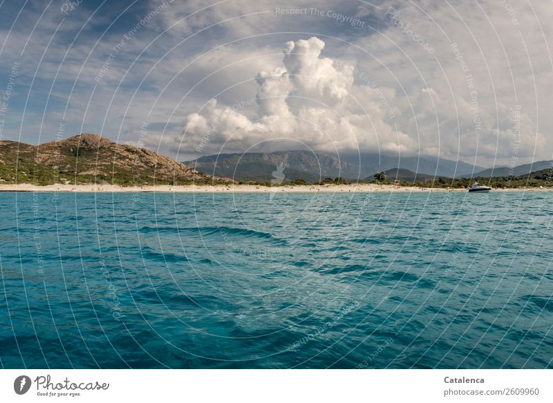 More sea; coastal landscape with cloud formation Tourism Summer vacation Sunbathing Beach Ocean Human being Group Landscape Sand Water Sky Clouds Weather