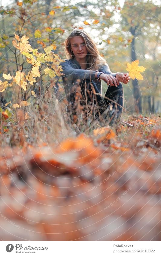 #A# Autumn Day Environment Nature Contentment Autumnal Autumn leaves Autumnal colours Early fall Automn wood Autumnal weather Woman Model Colour photo