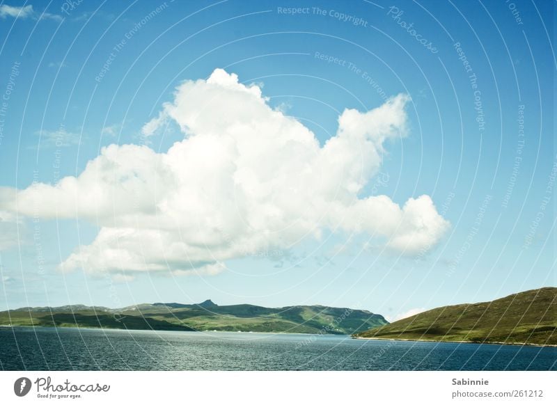 [Skye 03] Giant cloud Environment Nature Landscape Elements Clouds Grass Hill Lakeside Isle of Skye Scotland Free Natural Wild Blue Green White Colour photo