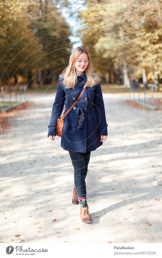 #A# Autumn walk Art Esthetic To go for a walk Autumnal Autumn leaves Autumnal colours Early fall Autumnal weather Autumnal landscape Woman Coat Fashion Smiling