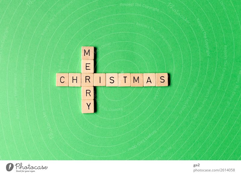 Merry Christmas on Green Leisure and hobbies Playing Board game Christmas & Advent Decoration Wood Characters Esthetic Happiness Emotions Anticipation