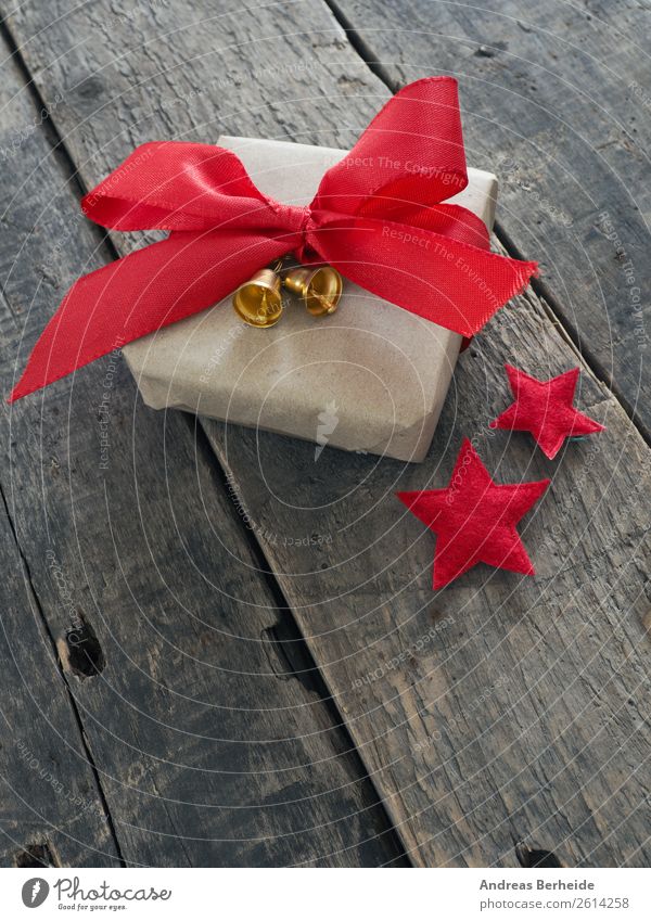 Gift with red ribbon Style Winter Decoration Christmas & Advent Packaging Package Anticipation Joy Love Tradition holiday merry rustic season seasonal space