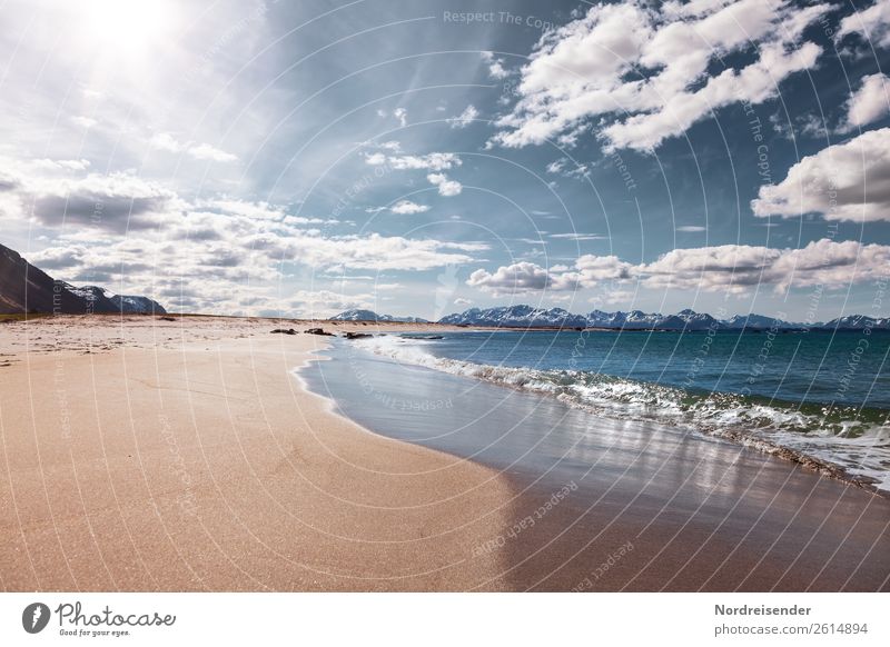 Sandy beach at Vesterålen Vacation & Travel Tourism Adventure Far-off places Freedom Camping Summer vacation Beach Ocean Nature Landscape Elements Water Clouds