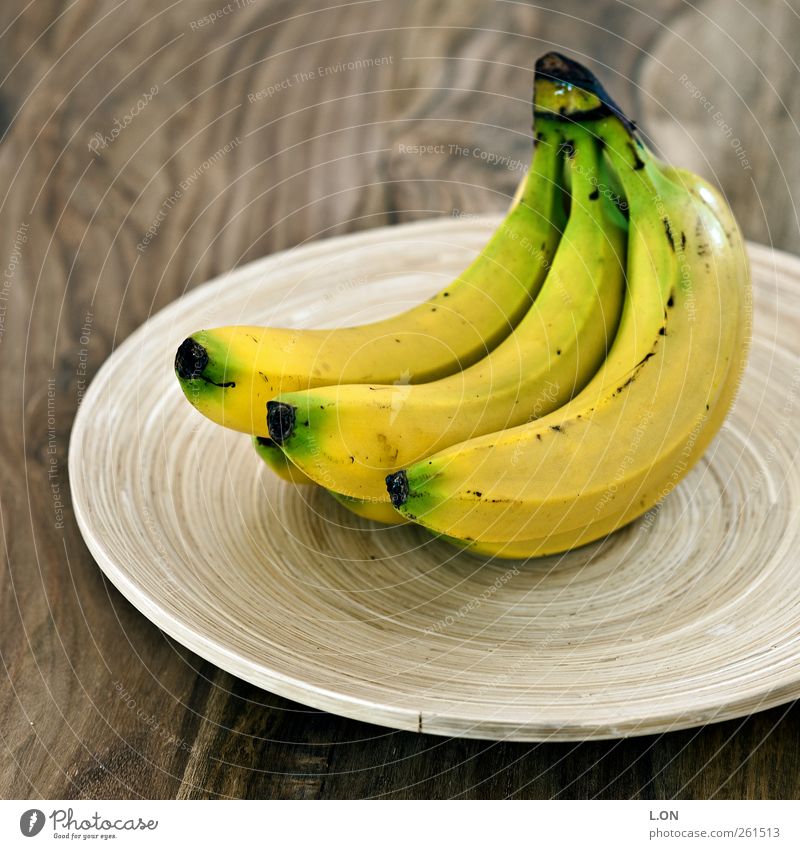 yellow bananas Food Fruit Banana Nutrition Breakfast Organic produce Vegetarian diet Bowl Wood Firm Fresh Good Delicious Sweet Yellow Healthy Colour photo