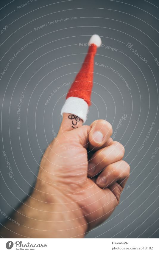 Fingers dressed as Santa Claus Santa Claus hat Christmas Funny Cute Disguised Creativity Dwarves Christmassy wittily
