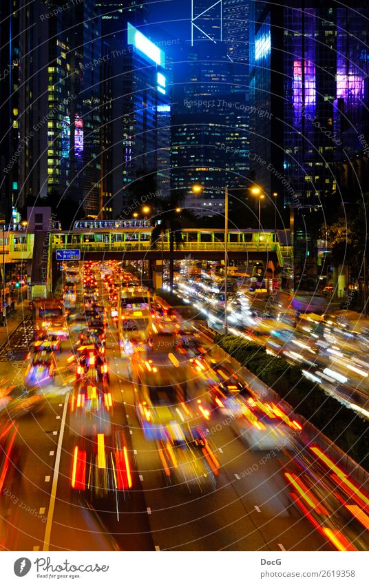 Hong Kong - Way to Wan Chai Hongkong China Asia Town Skyline Overpopulated Building Architecture Facade Rush hour Highway Concrete Gigantic Stress Movement