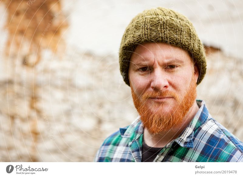 Hipster man with red beard Style Hair and hairstyles Human being Man Adults Hat Red-haired Moustache Beard Old Stand Cool (slang) Hip & trendy Modern Cute Slimy