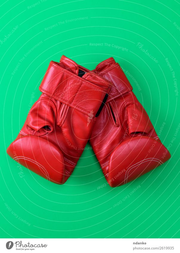 red sport leather boxing gloves Lifestyle Sports Boxing glove Leather Gloves Fitness Above Green Red Protection Colour Competition Creativity background boxer