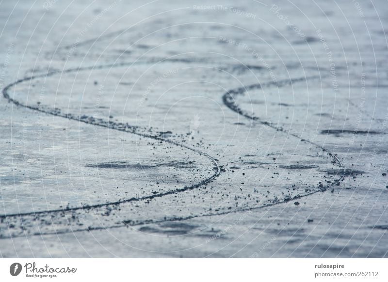 Tracks in the ice #2 Winter Winter sports Ice Frost Coast Baltic Sea Elegant Blue Gray Success Willpower Accuracy Contentment Cold Climate Concentrate Precision