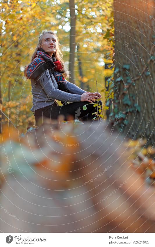 #A# Autumn view 1 Human being Esthetic Autumnal Autumn leaves Autumnal colours Early fall Automn wood Autumnal weather Woman Fashion Model Sit Exterior shot