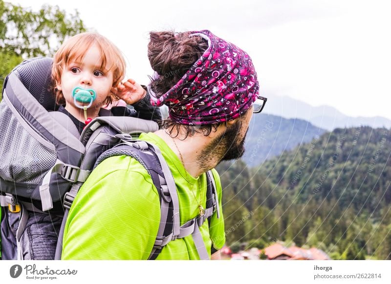 A father with his baby in the mountain Lifestyle Vacation & Travel Tourism Adventure Expedition Summer Mountain Hiking Sports Child Baby Toddler Boy (child) Man