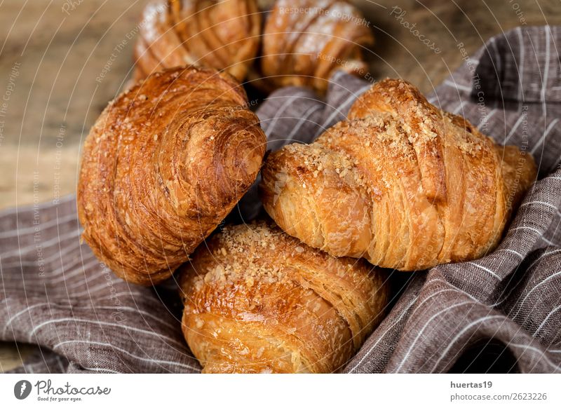 freshly baked buns with almonds. Croissants and brioches Food Roll Dessert Candy Breakfast Delicious Tradition cake Bakery Home-made sweet Snack French Sugar