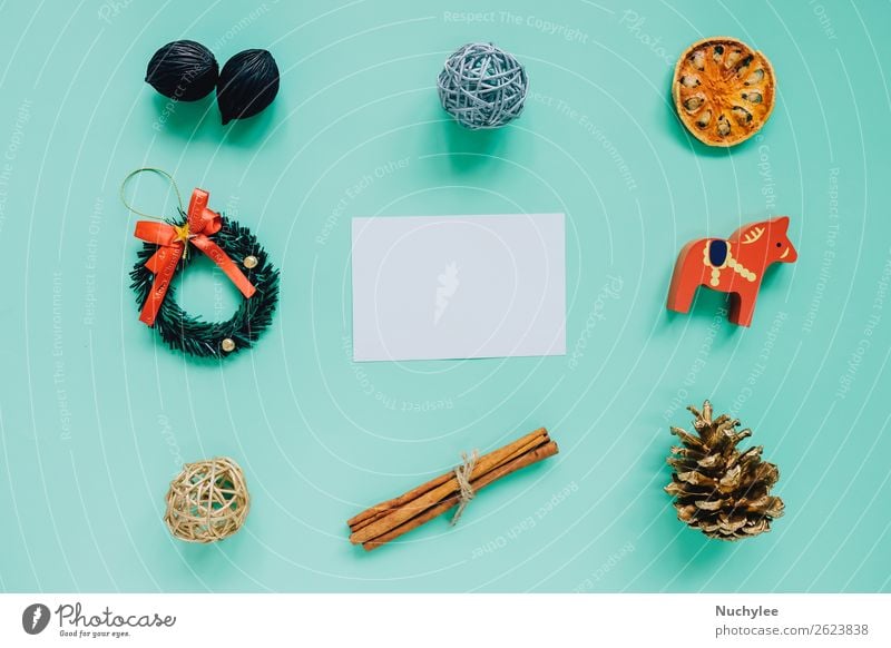 Creative flat lay of christmas ornaments Herbs and spices Lifestyle Design Happy Winter Decoration Feasts & Celebrations Christmas & Advent Workplace