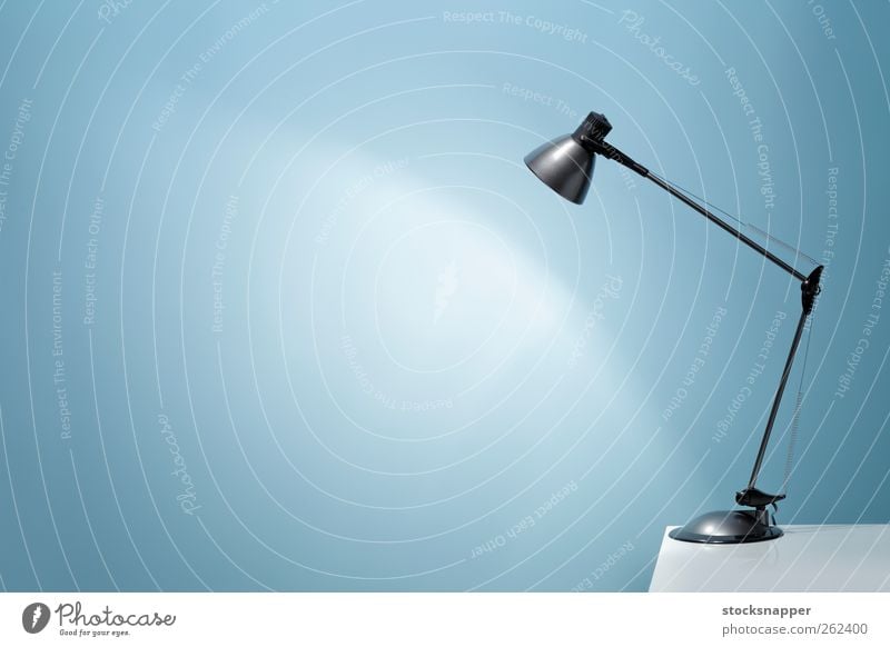 Office light Blue Table Electric Luminosity Illuminate Lighting Wall (building) Neutral Background Copy Space Blank Deserted Object photography Illumination