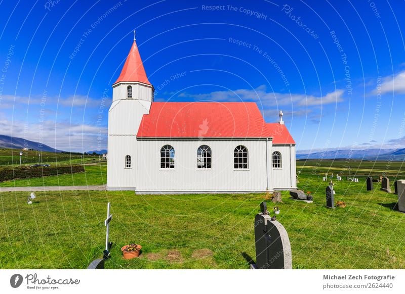 Glaumbaer church in glaumbaer iceland on a beautiful day Beautiful Vacation & Travel Tourism Winter Snow Nature Landscape Sky Climate Hill Village Church