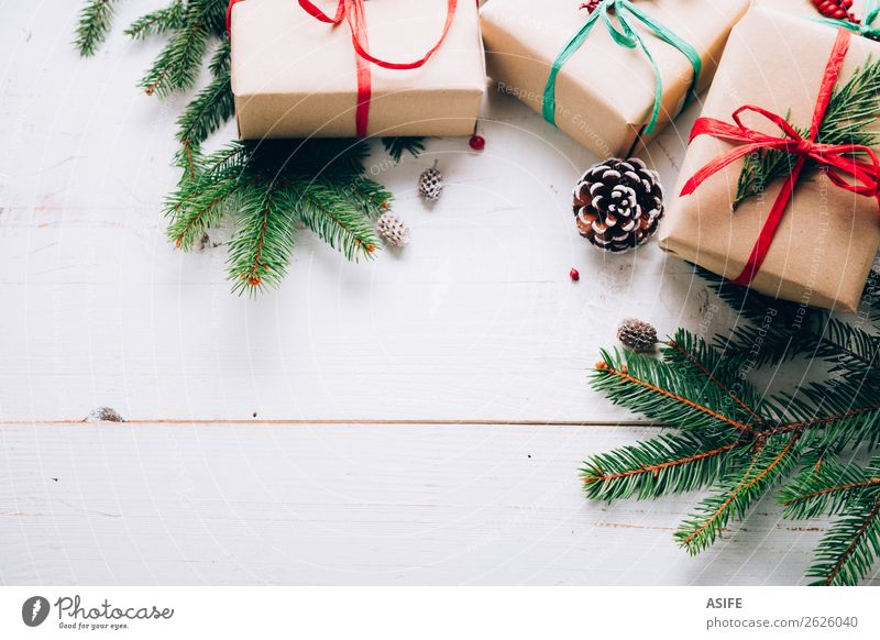 Christmas Presents And Natural Ornaments A Royalty Free Stock Photo From Photocase