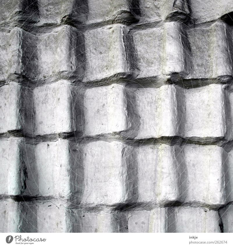the cement neighbor Deserted Manmade structures Wall (barrier) Wall (building) Facade Roof Roofing tile Tiled roof Line Undulation Old Gray Protection Airtight