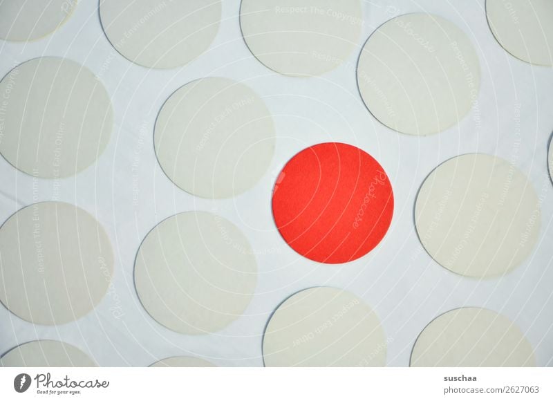 the red dot Round Circle Point Colour White Red Symbols and metaphors Associative Center point exception Outsider Marginal group Stick out Protruding