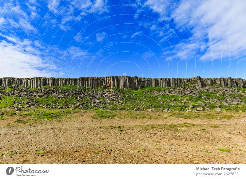 The basalt gerduberg cliffs located in west iceland Summer Island Mountain Nature Landscape Clouds Rock Volcano Stone Natural Iceland Cliff scenery Basalt