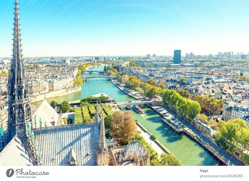 Paris cityscape with Seine river Beautiful Vacation & Travel Tourism Trip Far-off places Sightseeing City trip Summer vacation Architecture Landscape Sky