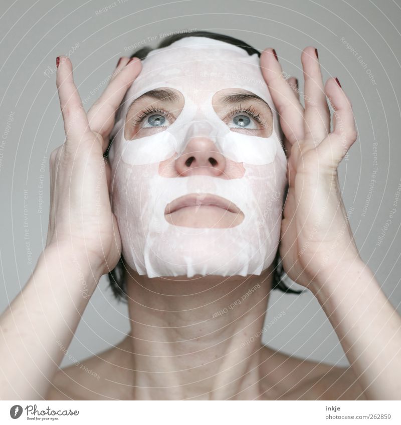 When the paint's off, Mrs. Mask! Beautiful Personal hygiene Skin Face Cosmetics Face mask Wellness Senses Relaxation Cure Woman Adults Hand To enjoy Cleaning