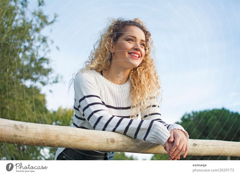 happy young woman in nature Lifestyle Joy Healthy Health care Medical treatment Wellness Young woman Youth (Young adults) Nature Landscape Plant Curl Smiling
