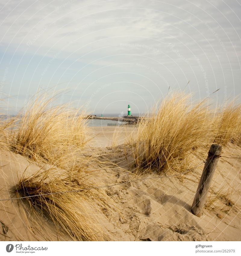 otherwise quite large Environment Nature Landscape Plant Elements Sand Water Sky Clouds Summer Grass Coast Beach Baltic Sea Ocean Large Small Lighthouse Tower