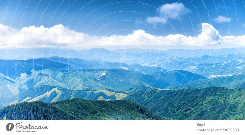 Panorama of blue mountains and hills Beautiful Vacation & Travel Tourism Adventure Far-off places Summer Mountain Hiking Environment Nature Landscape Sky Clouds