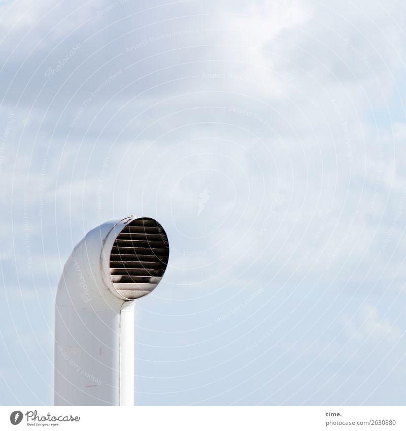 Surprise out of nowhere. Sky Clouds Beautiful weather Navigation Passenger ship On board Pipe Ventilation shaft Ventilation flap Metal Breathe Maritime