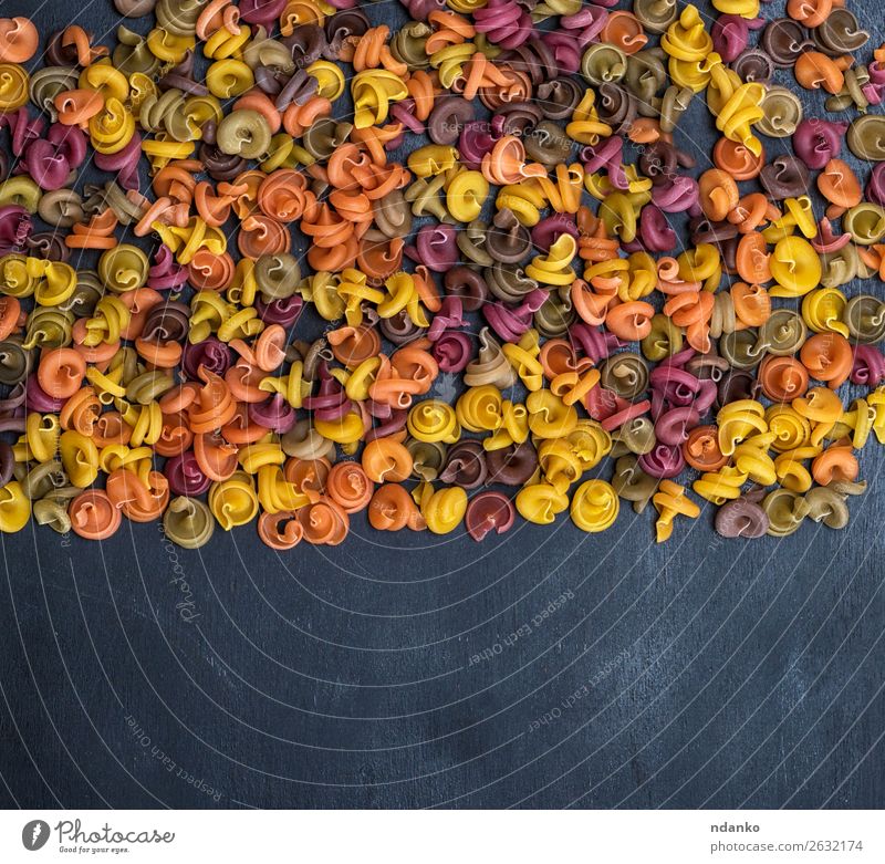 unprepared pasta multicolored spiral fusilli Dough Baked goods Nutrition Diet Brown Yellow Red Black Colour Tradition dry orange colorful Beige cooking food