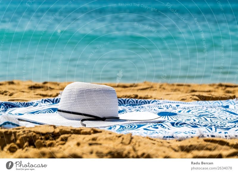 Round Beach Towel, Hat And Sunglasses In Summer Holiday Lifestyle Exotic Relaxation Leisure and hobbies Vacation & Travel Tourism Summer vacation Sunbathing