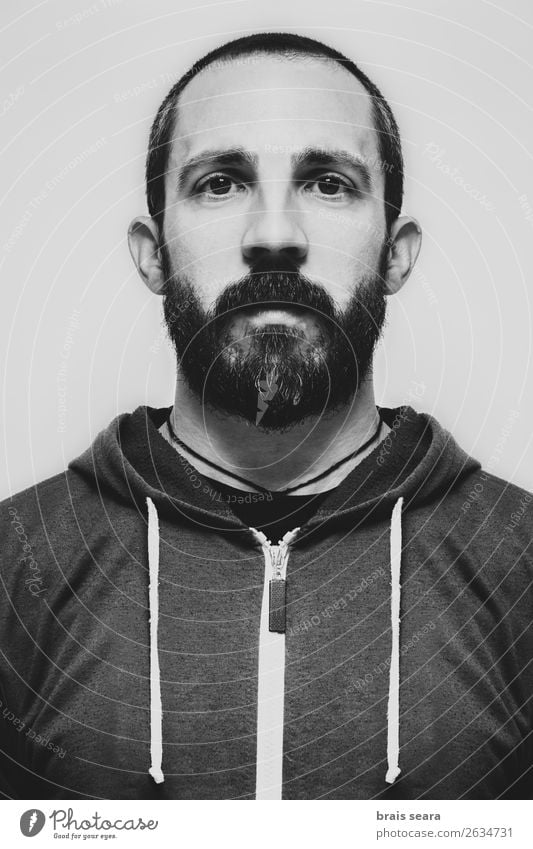 Portrait of young bearded man with sweatshirt. Beautiful Hair and hairstyles Face Masculine Young man Youth (Young adults) Man Adults Head 1 Human being