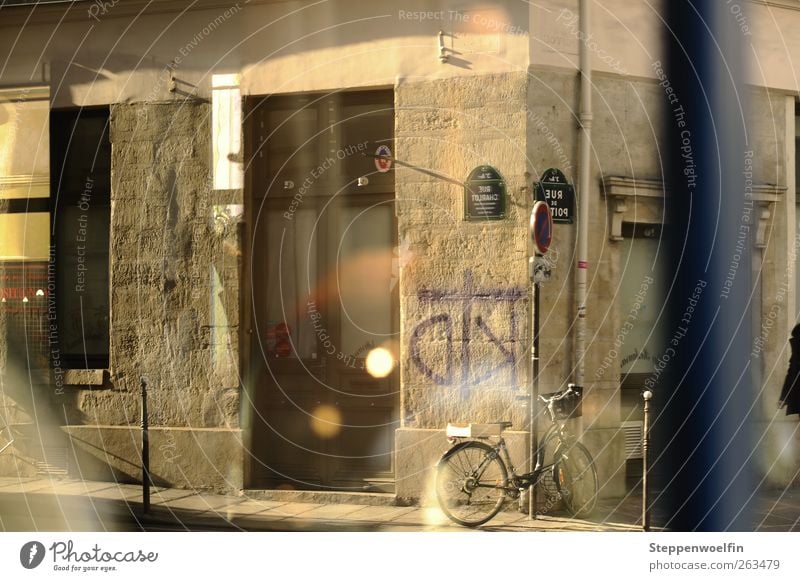 Two Worlds Paris France Europe Downtown Old town House (Residential Structure) Wall (barrier) Wall (building) Facade Window Door Eaves Rain gutter Window frame