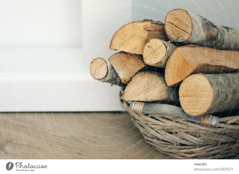 enough wood in front of the huts Wood Brown Basket Firewood Heat Decoration Colour photo Interior shot Deserted Stack Symbols and metaphors Stack of wood