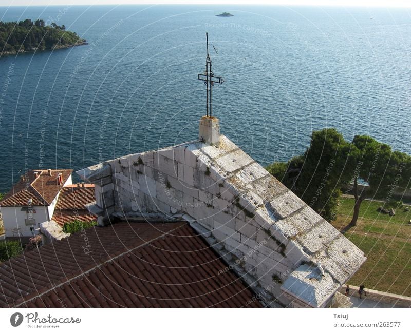 church view Vacation & Travel Coast Old town Church Crucifix Infinity Cape Kite Aerial Photography Aerial photograph Nave Croatia Colour photo Exterior shot